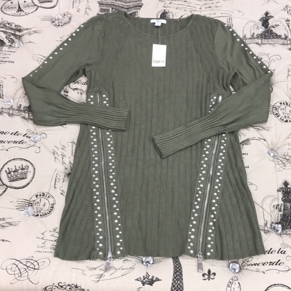 Bar III Zippered Studded Sweater - Picture 3 of 7